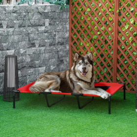 Framed Elevated Folding Dog Bed (Color: Red)