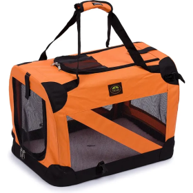 Folding Soft Sided Dog Crate (Color: Orange, Size: X-Small)