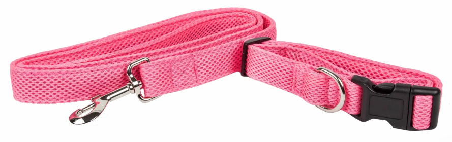 2-In-1 Adjustable Mesh Dog Leash and Collar (Color: Pink, Size: Small)