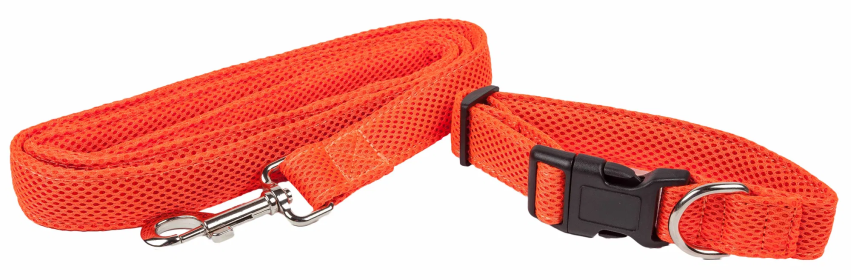 2-In-1 Adjustable Mesh Dog Leash and Collar (Color: Orange, Size: Small)