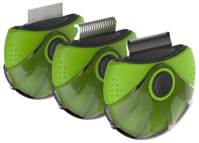 Triple Rotating Rake Grooming Dog Comb (Color: Green)