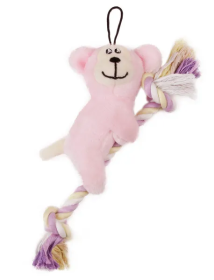 Plush and Jute Rope Dental Toy (Color: Pink)