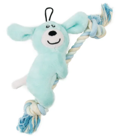 Plush and Jute Rope Dental Toy (Color: Blue)