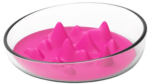 Modern Mountain Shaped Slow Feeder Dog Bowls (Color: Pink)