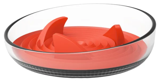 Modern Shark Fin Shaped Slow Feeder Dog Bowl (Color: Orange)