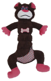 Mesh and Plush Squeaking Dog Chew Toy (Color: Dark Brown)