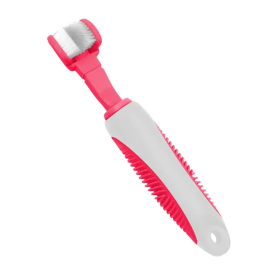 Dual-Sided Action Bristle Dog Toothbrush (Color: Pink)