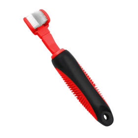 Dual-Sided Action Bristle Dog Toothbrush (Color: Red)