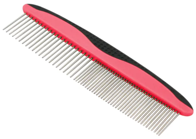 Wide and Narrow Tooth Dog Comb (Color: Red)