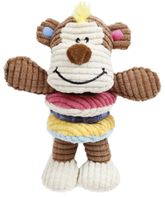 Plush Bear Squeaking and Rubber Dental Toy (Color: Brown)