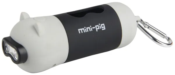 'Oink' Dog Poop Bag Holders and LED Flashlight (Color: Grey)