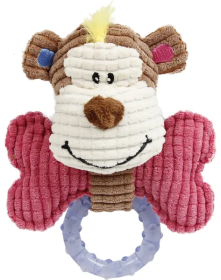 Squeaking Plush Teething Dental Toy (Color: Brown)