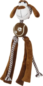 Rope Squeaker Dog Tug Toys (Color: Brown)