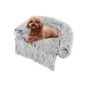 Plush Calming Bolstered Dog Beds (Color: Grey, Sizes: Small)