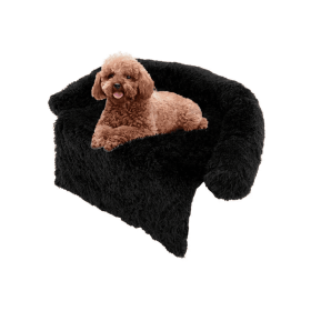 Plush Calming Bolstered Dog Beds (Color: Black, Sizes: Small)