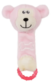 Squeaky Crinkle Plush Dental Toy (Color: Pink)