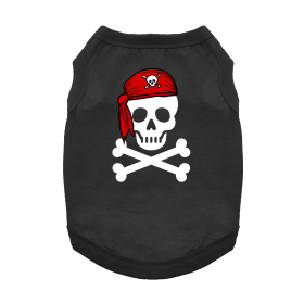 Pirate Skull with Red Bandana Dog Shirt - Jet Black (Size: X-Small)