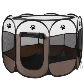 Portable Indoor Dog Pens (Color: Coffee)
