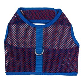 Mesh Chest Strap Dog Harnesses with Leash - Blue & Red (Size: Small)