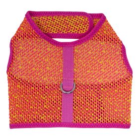 Mesh Chest Strap Dog Harnesses with Leash - Pink & Yellow (Size: Small)