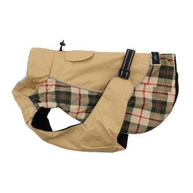All-Weather Dog Coat - Beige Plaid (Size: Small)