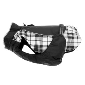Alpine All-Weather Dog Coat - Black and White Plaid (Size: Small)