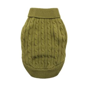 Combed Cotton Cable Knit Dog Sweater (Color: Herb Green, Size: Small)