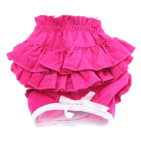 Dog Outfit Additions Ruffled Solid Pink Dog Panties (Size: Small)