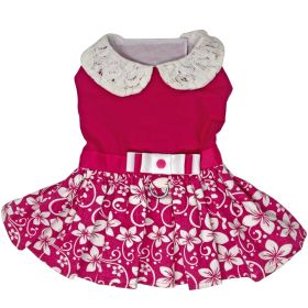 Pink Hibiscus Dog Dress with Matching Leash (Size: Small)
