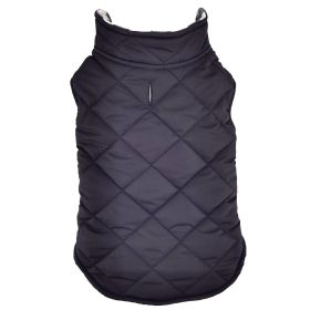 Reversible Fleece Lined Puffer Coats for Dogs - Black and White Plaid (Size: Small)