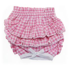 Dog Outfit Additions Ruffled Pink Gingham Dog Panties (Size: Small)
