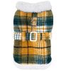 Sherpa-Lined Dog Harness Coat - Yellow Plaid