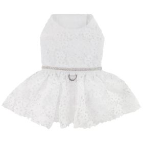 White Lace Dog Dress with Matching Leash (Size: Small)