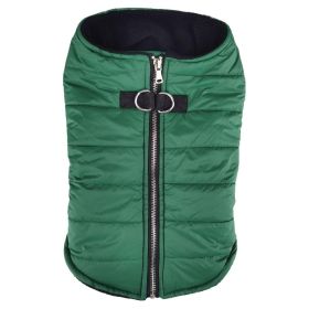 Zip-up Dog Puffer Vest For Dogs - Dark Green (Size: Small)