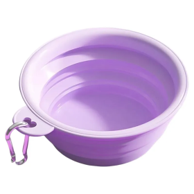 Portable Foldable Dog Travel Bowl (Color: Purple)