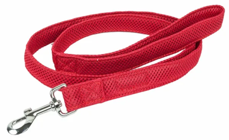 Adjustable Dual Sided Comfortable Mesh Flat Dog Leash (Color: Red)