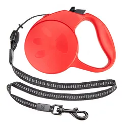 10-foot Retractable Dog Leash (Color: Red)