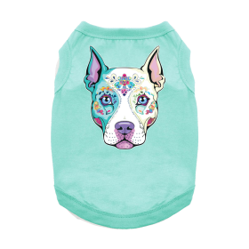 Sugar Skull Dog Shirt - Teal (Size: X-Small)