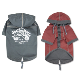 Waterproof Reversible Rain Gear For Dogs (Color: Grey/Red, Size: X-Small)
