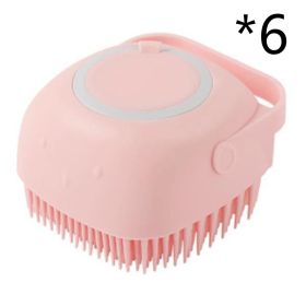 Dog Brushes Silicone Bath Massage Gloves (Option: Pink 6pcs-square)