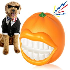 Smiling Pumpkin Dog Chew Toys (Color: Orange)