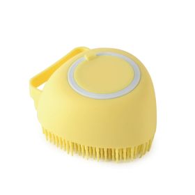 Dog Brushes Silicone Bath Massage Gloves (Option: Yellow-Heartshaped)