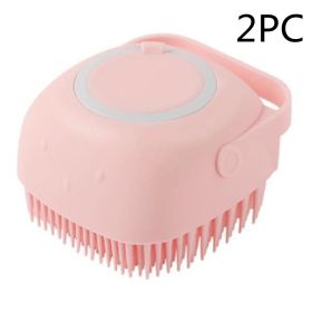 Dog Brushes Silicone Bath Massage Gloves (Option: Pink 2PC-square)