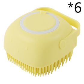 Dog Brushes Silicone Bath Massage Gloves (Option: Yellow 6pcs-square)
