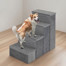 Dog Steps Foldable Adjustable Stairs with Storage (Option: Gray)
