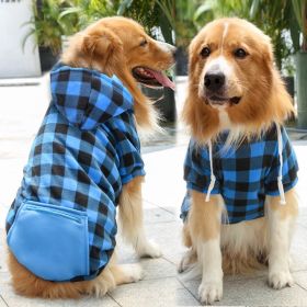 Plaid Dog Hoodie Pet Clothes Sweaters with Hat and Pocket Christmas Classic Plaid Small Medium Dogs Dog Costumes (colour: Zipper pocket coat blue black plaid, Size: S (chest circumference 37, back length 25cm))