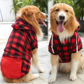 Plaid Dog Hoodie Pet Clothes Sweaters with Hat and Pocket Christmas Classic Plaid Small Medium Dogs Dog Costumes (colour: Zipper pocket coat with red and black plaids, Size: S (chest circumference 37, back length 25cm))