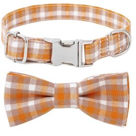 Flat Dog Collar - Plaid Bow Tie (colour: Style 2, Size: S 2.0x40cm)