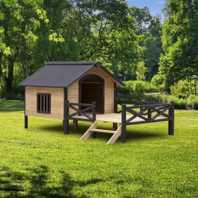 Large Outdoor Wooden Dog House (Color: as Pic)
