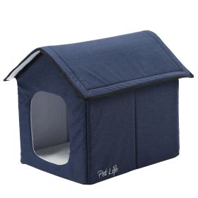 Dog House with Electronic Heating and Cooling (Color: Navy, Size: Small)